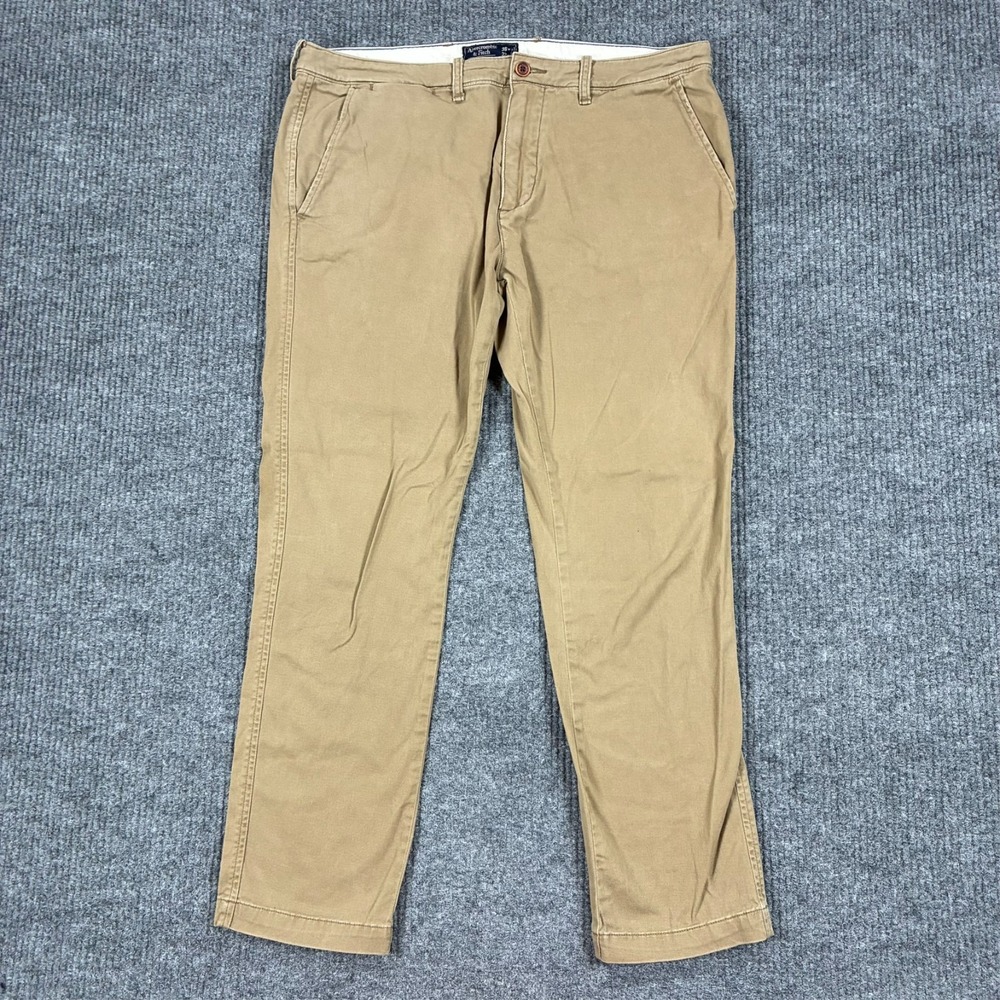 Abercrombie Fitch Skinny Chino Pants Mens Size 36x32 Khaki Stretch Mid Rise